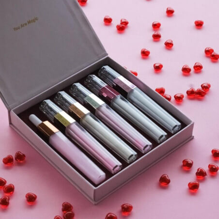 Set van serums voor wimpers, wenkbrauwen, lippen, haar, nagels, ogencontour ROSEBOX Rosegold Paris.