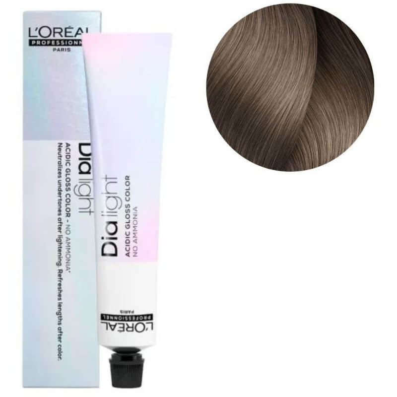 Coloração Dialight Pearls n°8.18 loiro claro milkshake cinza mocca L'Oréal Professionnel 50ML