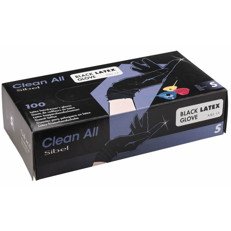 Box of 100 Latex Gloves Black Size S