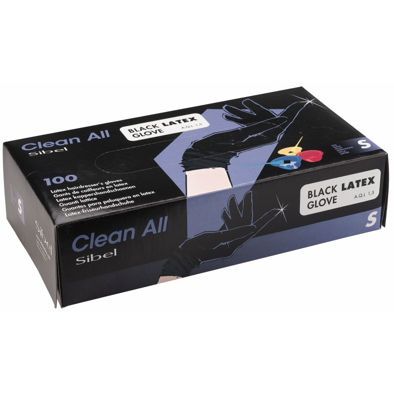 Caja de 100 guantes de látex Negro Tamaño S