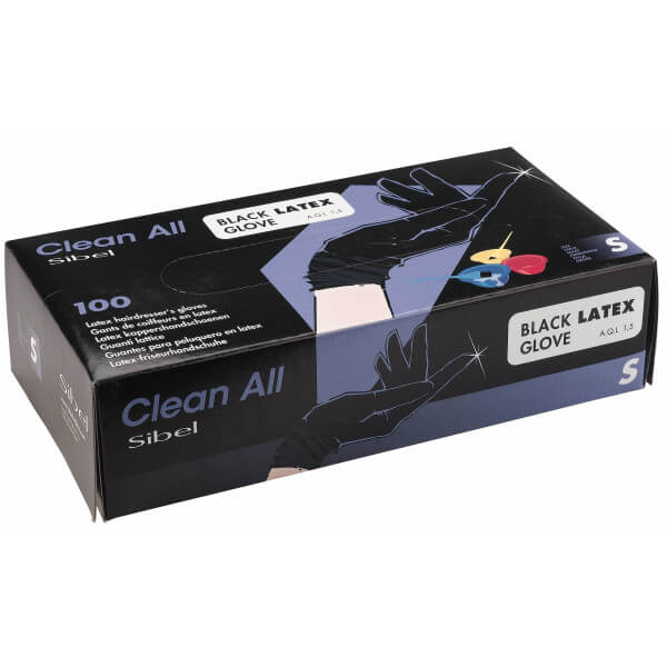 Box of 100 Latex Gloves Black Size S