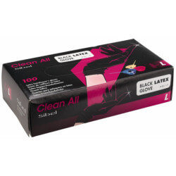 Doos met 100 latex handschoenen in zwart, maat L.