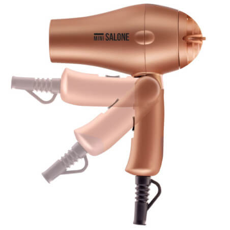 Mini foldable travel hair dryer gold