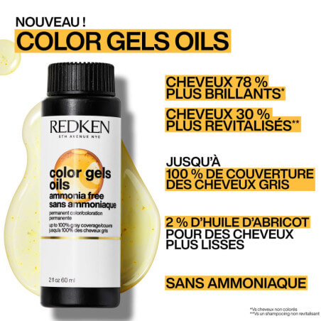 Non-ammonia hair color 4ABn dark roast Color Gels Oils Redken 60ML