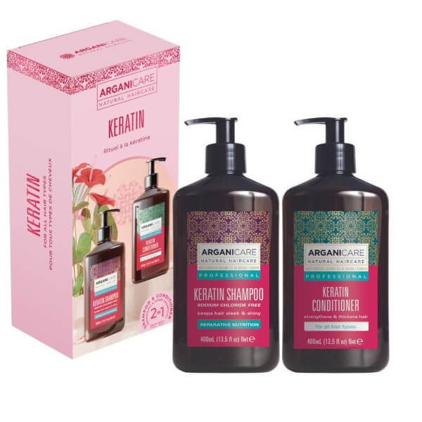 Set Shampoo + Balsamo Arganicare Cheratina 400 ml