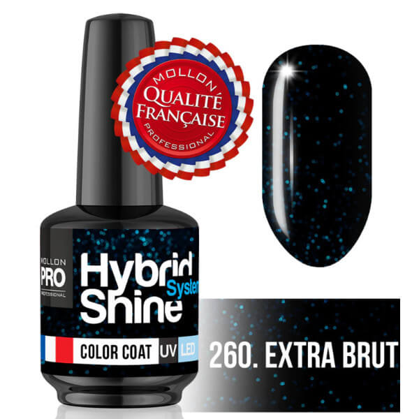 Mini Vernis Semi-Permanent Hybrid Shine Mollon Pro 260 extra brut 8 ml