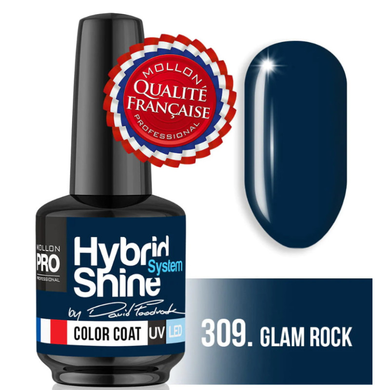 Mini vernis semi permanent Hybrid Shine Mollon Pro 309 glam rock 8ML