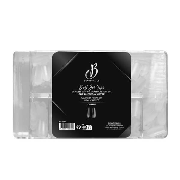Cápsulas Soft Gel Dicas Cofre pré-polidas e foscas Beauty Nails 500 peças Cápsulas Soft Gel Dicas Cofre pré-polidas e foscas Beauty Nails 500 peças