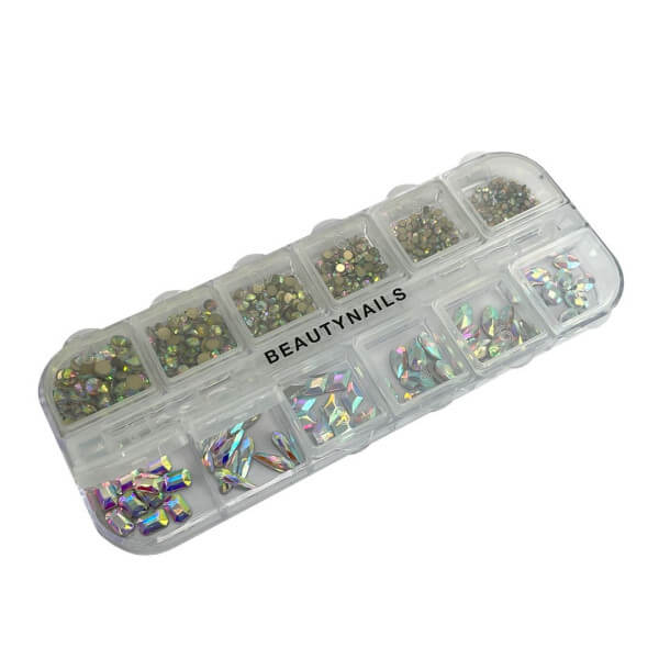 Crystal AB Rhinestone Box Beauty Nails