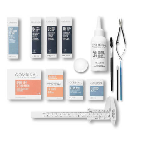 Kit para levantar e modelar as sobrancelhas Combinal com 10 poses.
