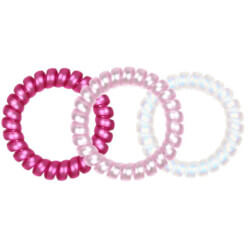 3 elásticos de cabelo tipo mola Stella Green em rosa.