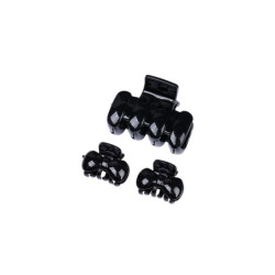Tarjeta de 3 pinzas para el cabello negras Stella Green.