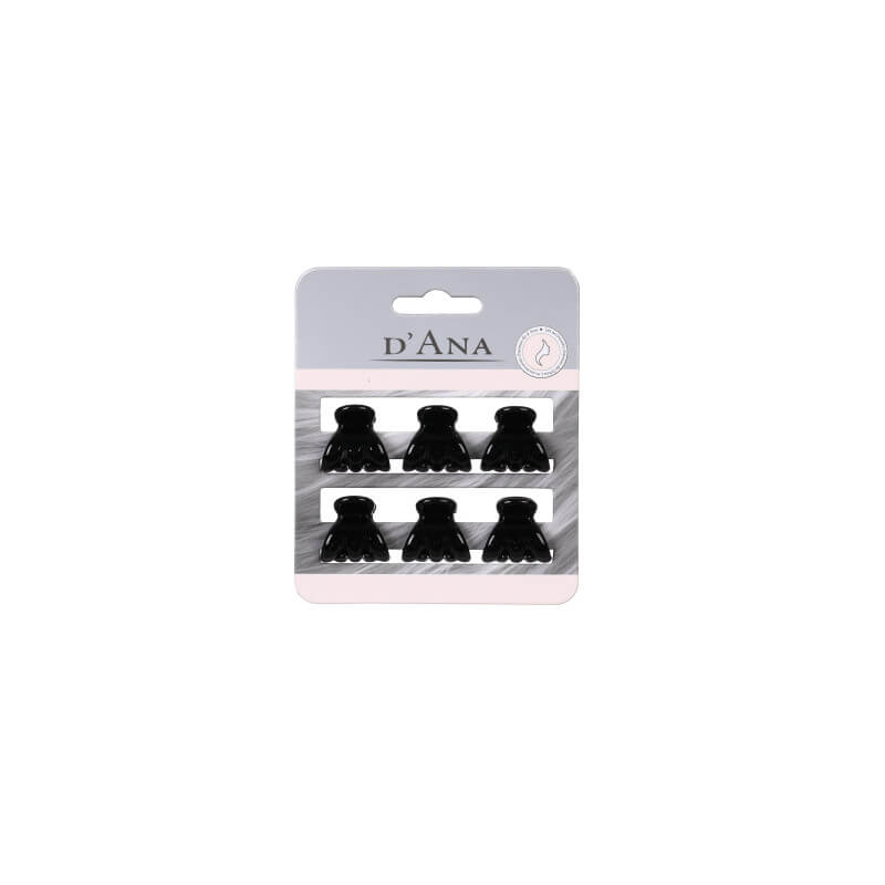 6 small black hair clips Stella Green 1.5cm