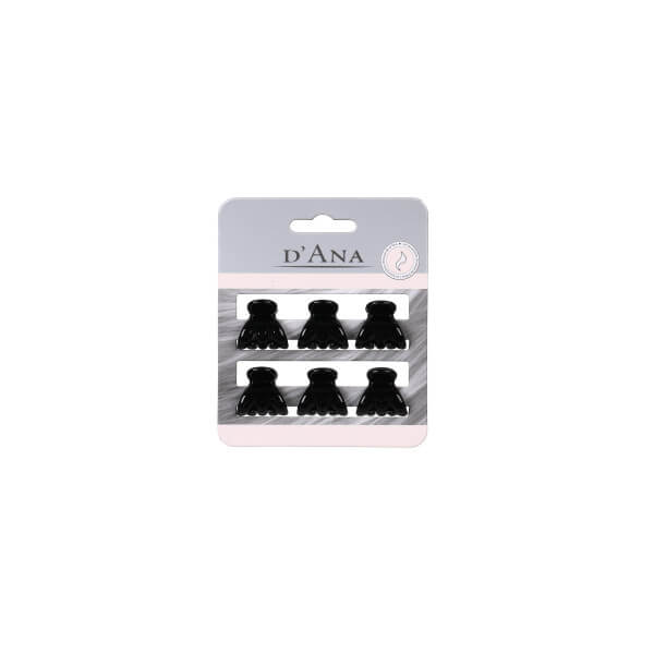 6 small black hair clips Stella Green 1.5cm