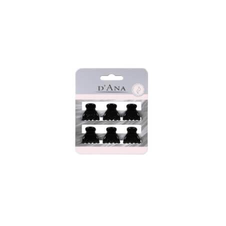 6 mini pinzas para el cabello negras Stella Green de 1,5 cm.