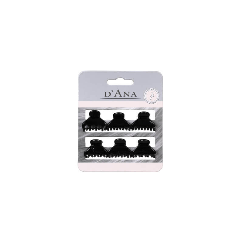 6 black hair clips Stella Green 2cm