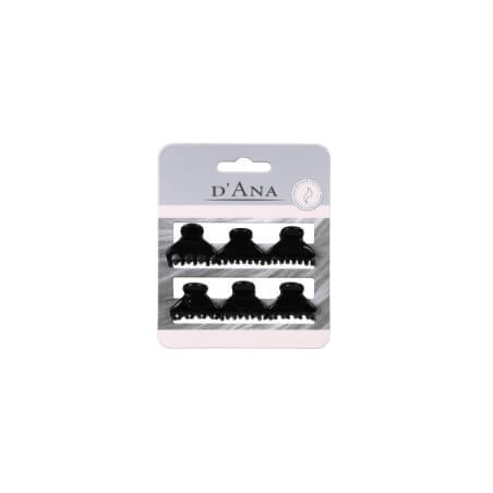 6 black hair clips Stella Green 2cm