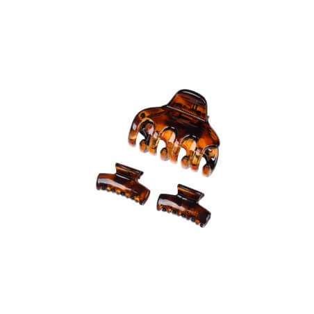 Conjunto de 3 grampos de cabelo Stella Green castanhos.