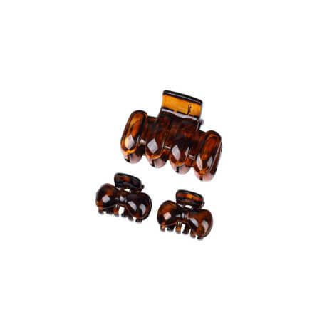 Conjunto de 3 grampos de cabelo Stella Green castanhos.
