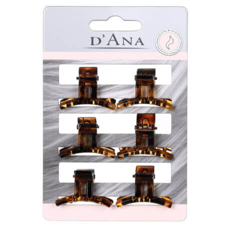 6 mini-presilhas de cabelo castanhas Stella Green 2cm