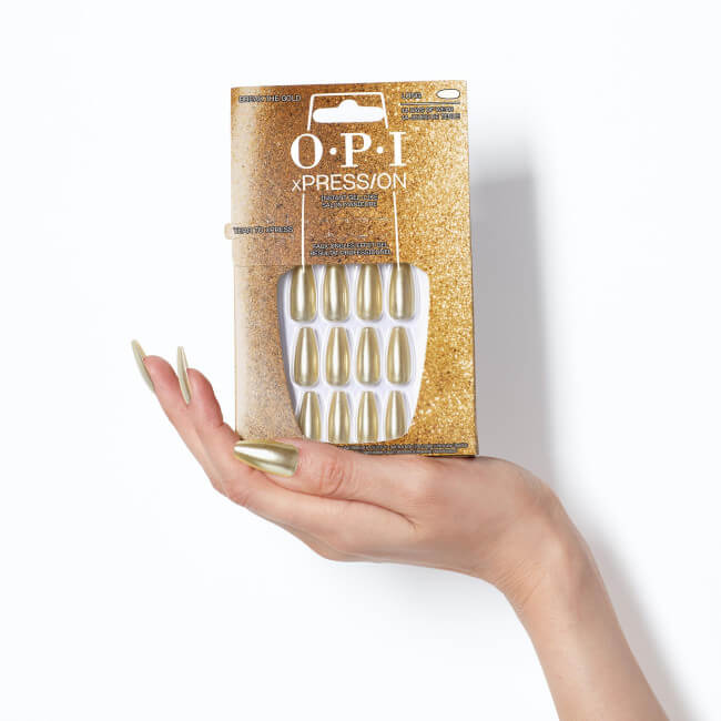 Unhas postiças xPRESS/ON Break the Gold OPI