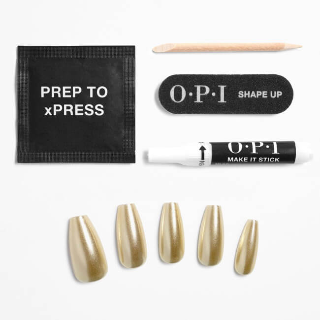 Unhas postiças xPRESS/ON Break the Gold OPI
