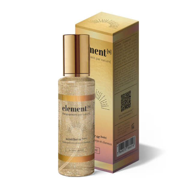 Óleo com brilho dourado para corpo e cabelo Elements 50 ML