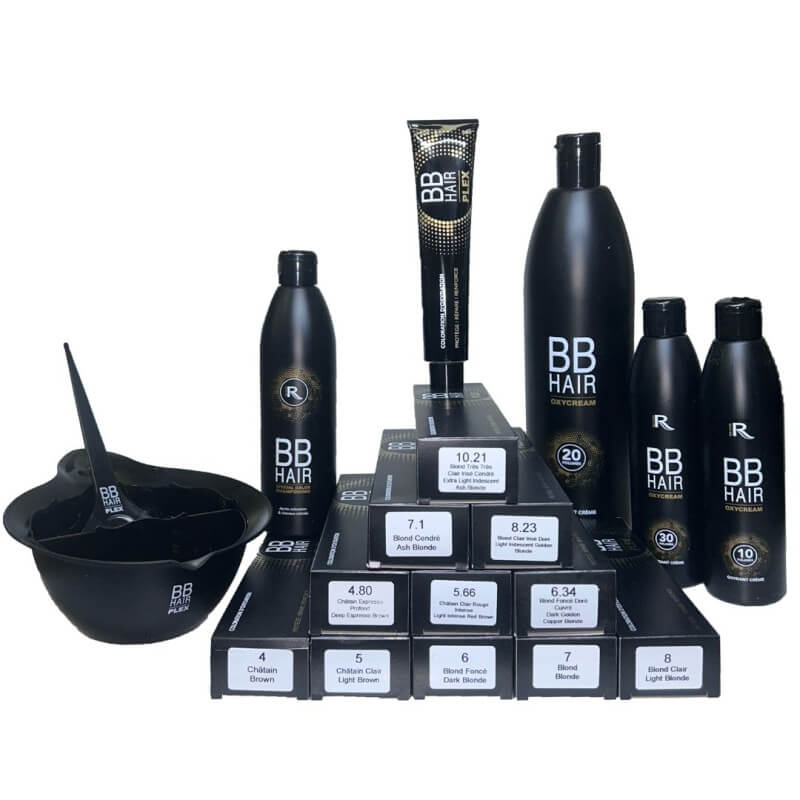 Pack de descoberta de coloração BBHAIR com manual técnico.