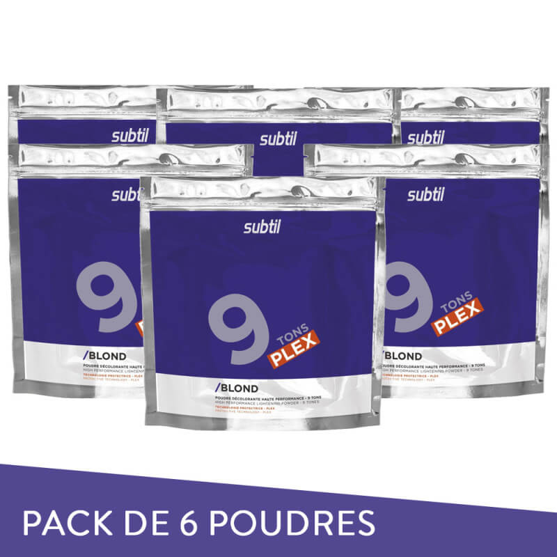 Pack de 6 pós descolorantes 9 tons SUBTIL BLOND 500G.