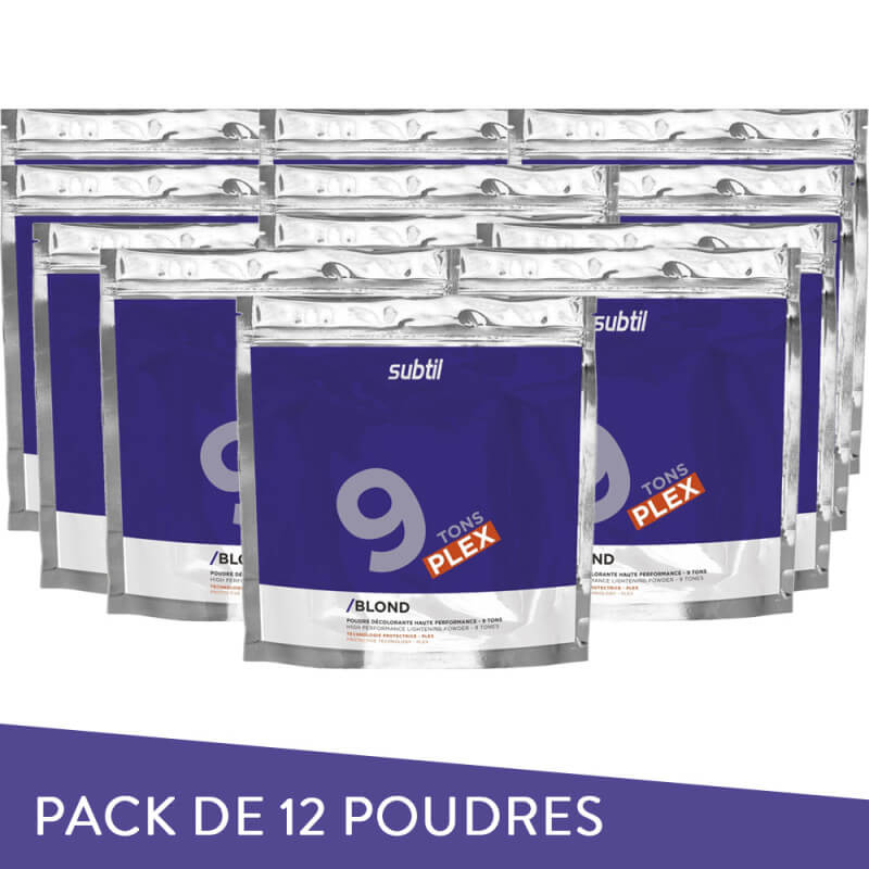 Pack de 12 pós descolorantes 9 tons SUBTIL LOURO 500G.