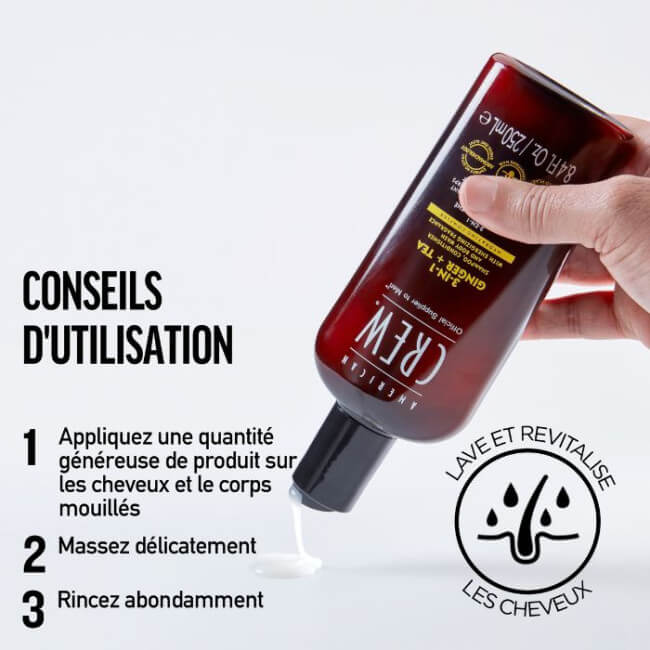 Soin 3-em-1 Gengibre + Chá American Crew 250ml