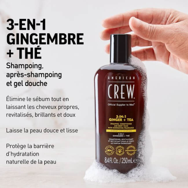 Soin 3-em-1 Gengibre + Chá American Crew 250ml