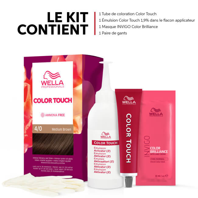 Kleuringset Naturel Middenbruin Color Touch Fresh-Up 4/0 van Wella.