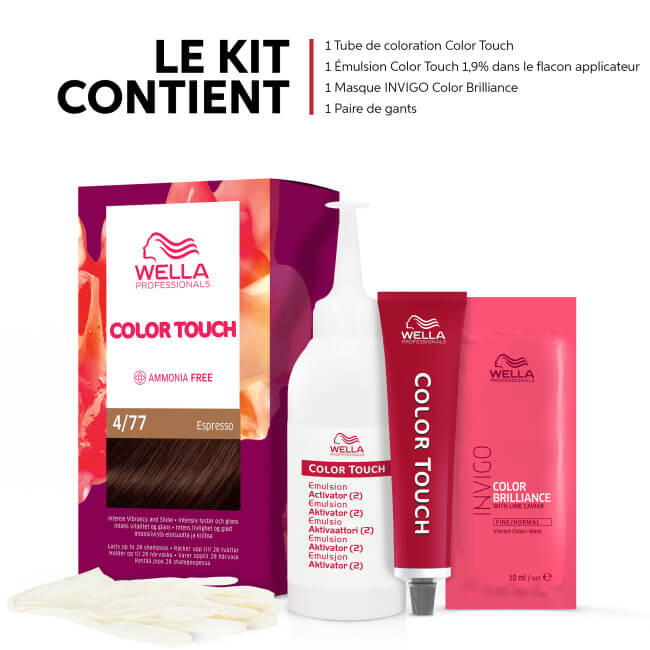 Haarkleurset Espresso Donkerbruin Intense Kleur Touch Fresh-Up 4/77 Wella