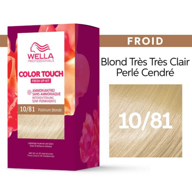 Kit de coloração Loiro Muito Muito Claro Pérola Acinzentado Platina Loiro Color Touch Fresh-Up 10/81 da Wella