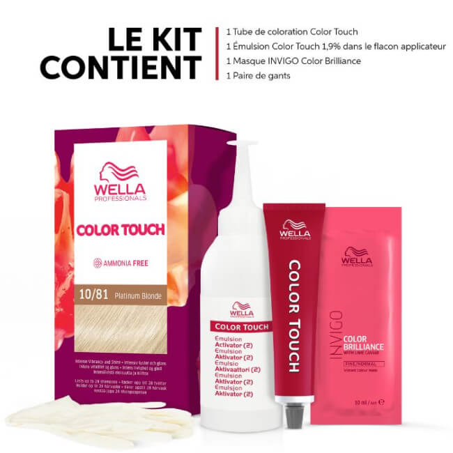 Kit de coloração Loiro Muito Muito Claro Pérola Acinzentado Platina Loiro Color Touch Fresh-Up 10/81 da Wella