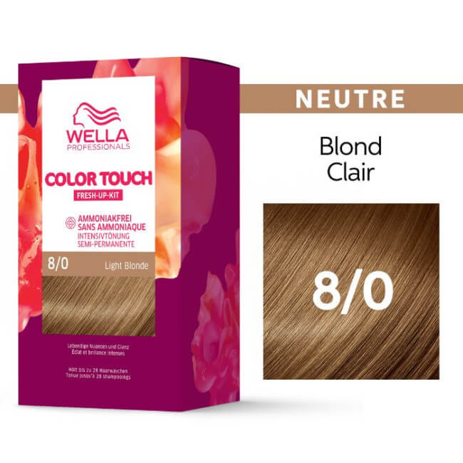 Kit di colorazione Biondo Chiaro Light Blonde Color Touch Fresh-Up 8/0 Wella
