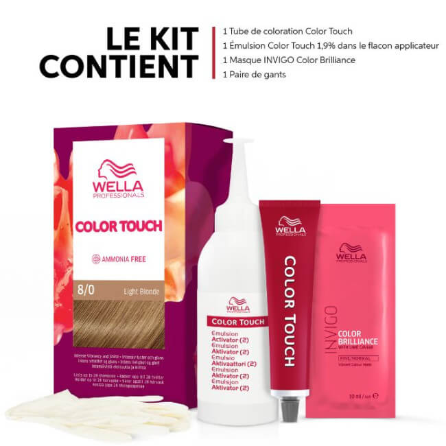 Kit di colorazione Biondo Chiaro Light Blonde Color Touch Fresh-Up 8/0 Wella
