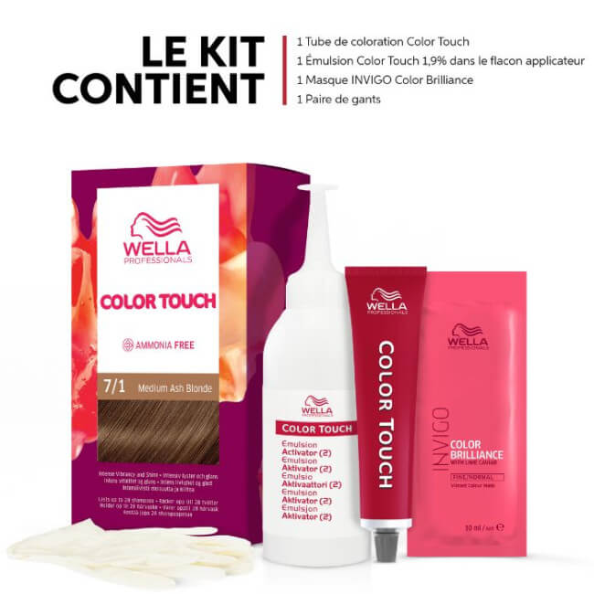 Asblond Haarkleurset Medium Ash Blonde Color Touch Fresh-Up 7/1 van Wella