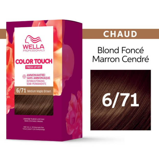 Set voor het verven van donkerblond asbruin Medium Maple Brown Color Touch Fresh-Up 6/71 van Wella.