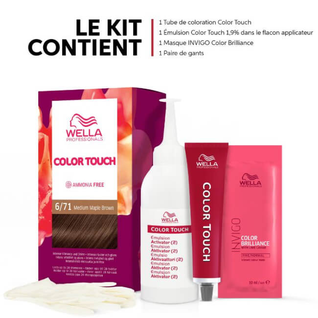 Set voor het verven van donkerblond asbruin Medium Maple Brown Color Touch Fresh-Up 6/71 van Wella.
