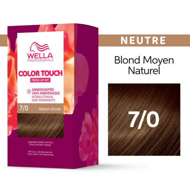 Kit de coloração Blond Moyen Naturel Color Touch Fresh-Up 7/0 Loiro Médio Wella