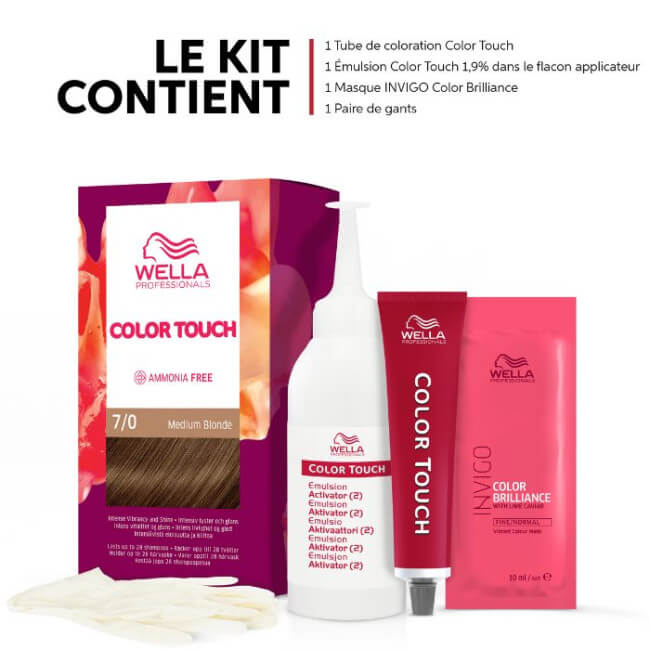 Kit de coloração Blond Moyen Naturel Color Touch Fresh-Up 7/0 Loiro Médio Wella