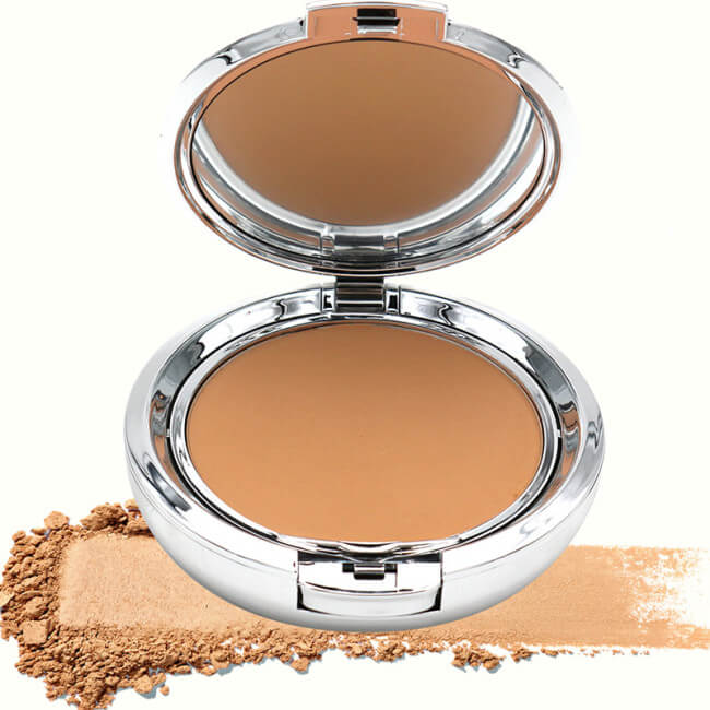 Kompaktpuder mit 2-in-1-Puderquaste in Beige-Gold von Parisax.