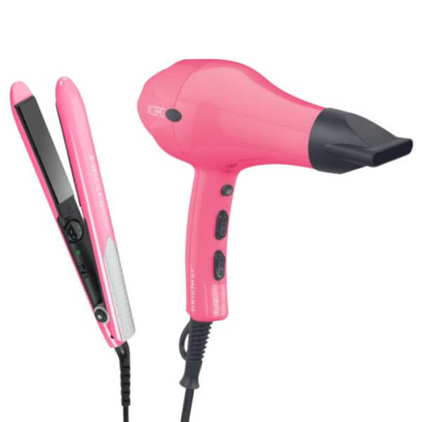 Duo Sèche-cheveux Dreox et Lisseur Neoneox Rose Fluo Sibel