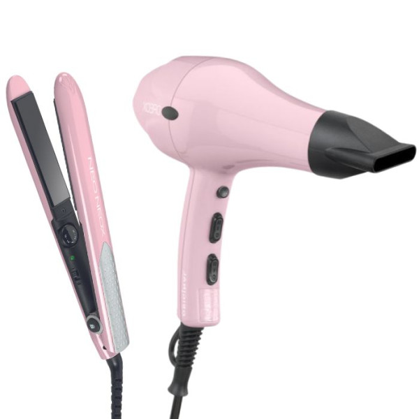 Dreox Hair Dryer and Neoneox Hair Straightener Cold Pink Sibel