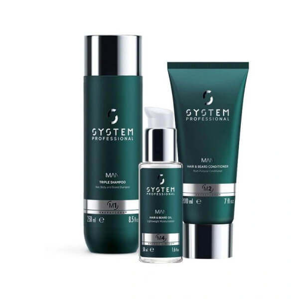 Man System Rutina profesional de cabello y barba con shampoo GRATIS