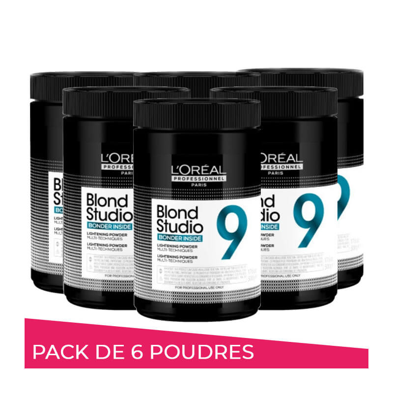 Pack de 6 pós descolorantes multi técnicas 9 tons Bonder integrado Blond Studio L'Oréal Professionnel 500g