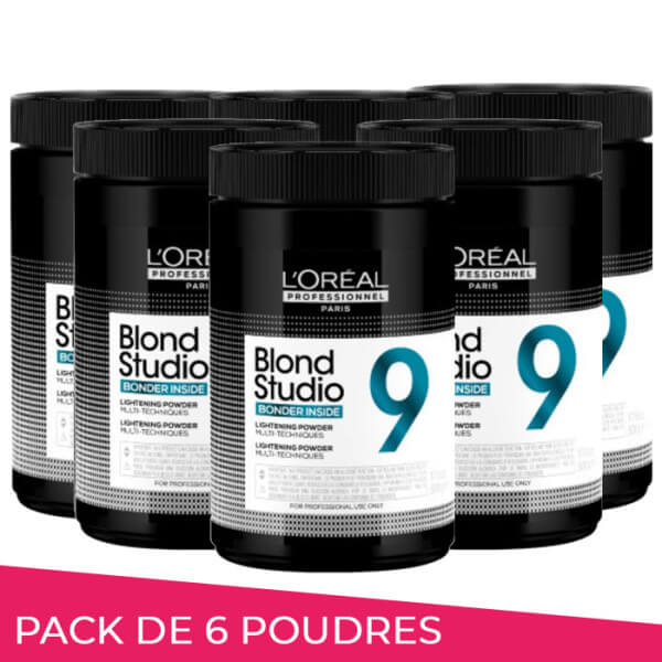 Pack de 6 pós descolorantes multi técnicas 9 tons Bonder integrado Blond Studio L'Oréal Professionnel 500g Pack de 6 pós descolorantes multi técnicas 9 tons Bonder integrado Blond Studio L'Oréal Professionnel 500g
