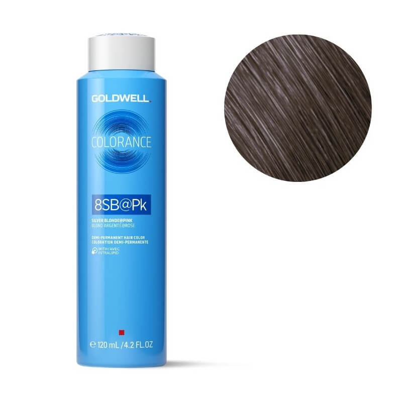 Coloração Colorance 8sb@pk em loiro claro bege prateado rosa Goldwell 120ml